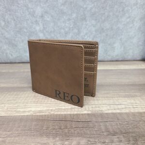 Leather Minimalist Bifold‎ Wallets For Men Brown Engraved Personalized